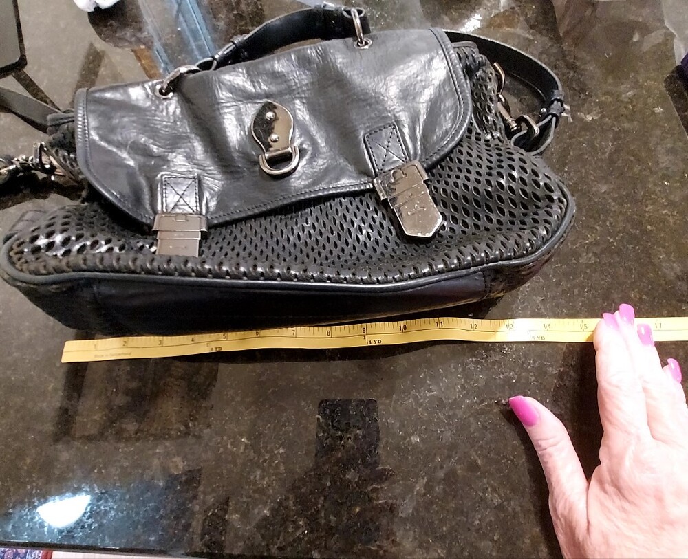 Mulberry Black Leather Mesh Tillie Satchel Shoulder Crossbody Bag VGC! - Picture 10 of 16